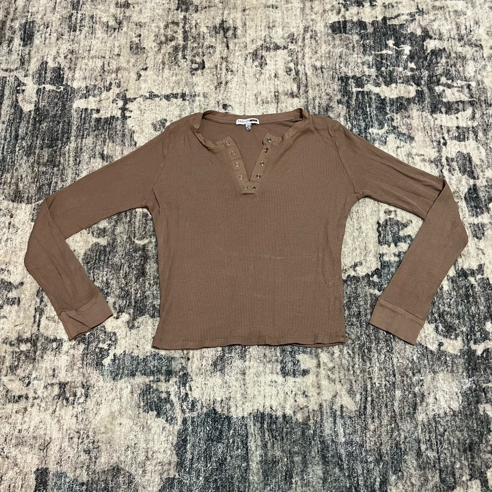 Brown Long Sleeve Women's Top